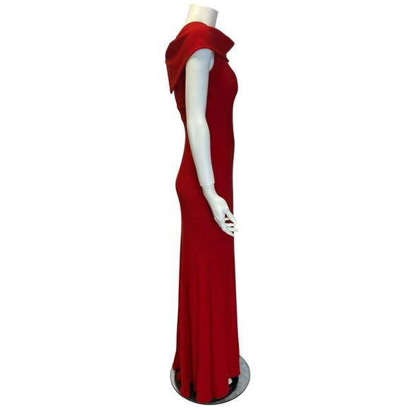 Anthropologie BHLDN Red Formal Dress Gown Sleeveless Long Drape Neck Elegant - Picture 4 of 7